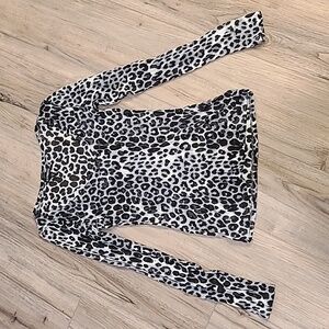 Express Animal Print Long Sleeve V Neck Top Size XS